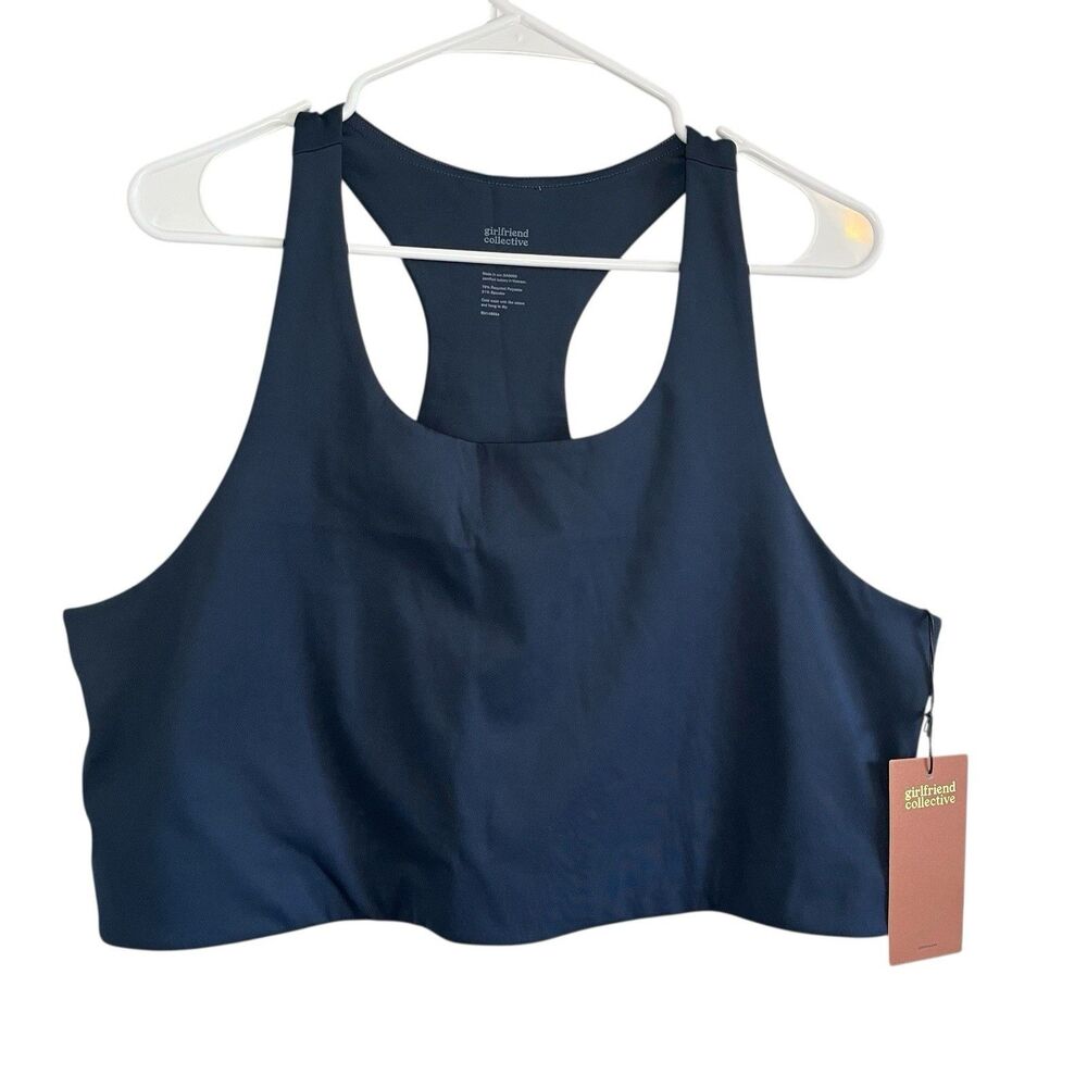 Girlfriend Collective Paloma Racerback Sports Bra Blue Women Plus Size 5XL New